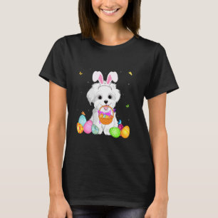T-shirt Chien Maman Cute Bunny Oeufs Maltais Jour de Pâque