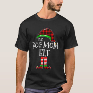 T-shirt Chien Maman Elf Buffalo Plaid Matching Family Chri