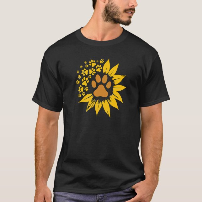 T-shirt Chien Maman Papa Tournesol Pawprints (Devant)