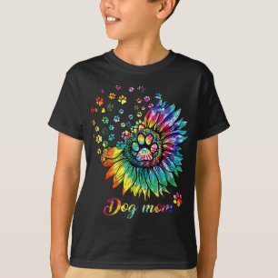 T-shirt Chien Maman Spiral Chien Paws Imprime Tie Dye, Hip