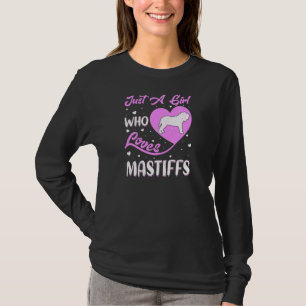 T-shirt Chien Mastiff en forme de coeur juste une fille qu