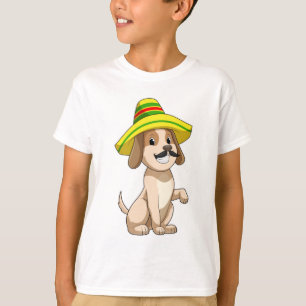 T-shirt Chien mexicain avec casquette de paille