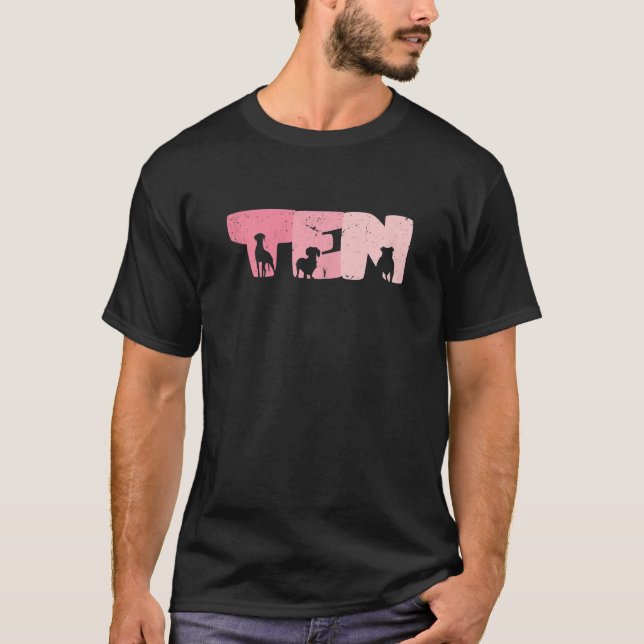 T-shirt Chien mignon 10 ans Anniversaire Fille 10e B jour (Devant)