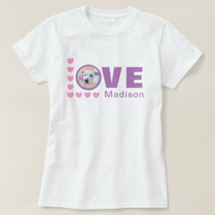 T-shirt Chien mignon amour Coeurs Valentines Jour Lavande