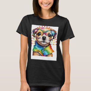 T-shirt Chien Mignon Arc-en-Ciel – Amour de Chiots Drôles