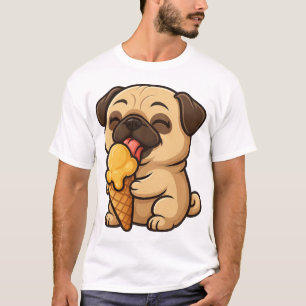 T-shirt Chien mignon avec glace dessin animé été