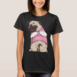 T-shirt Chien mignon carlin avec costume et ailes d'ange c