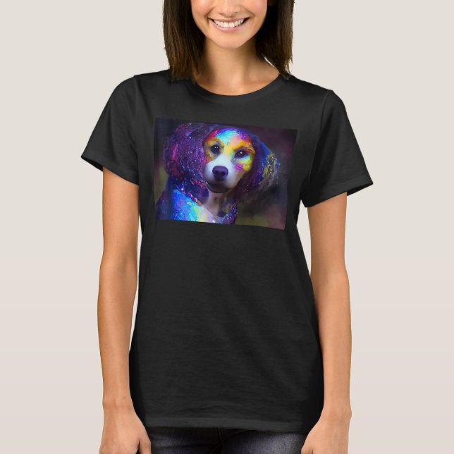 T-shirt Chien mignon chien coloré gemme chien (Devant)