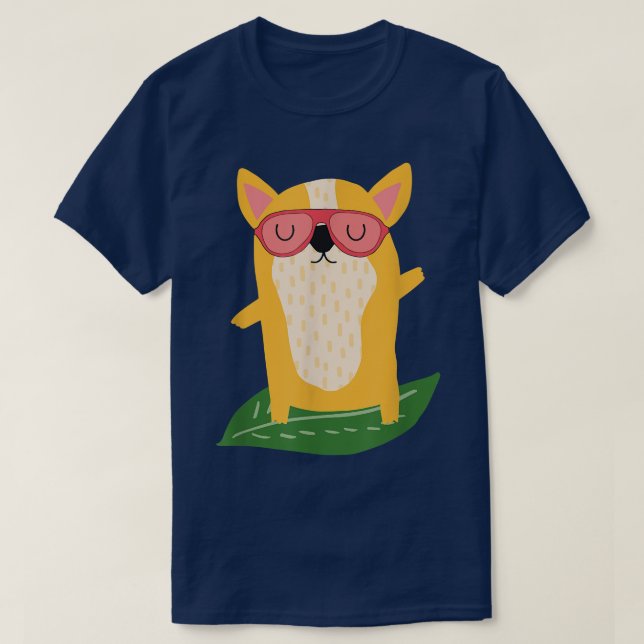 T-shirt Chien mignon, chien de surfer drôle, conception de (Design devant)