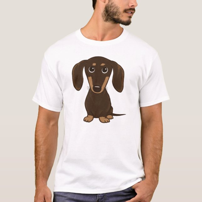 T-shirt Chien mignon de saucisse de bande dessinée du (Devant)