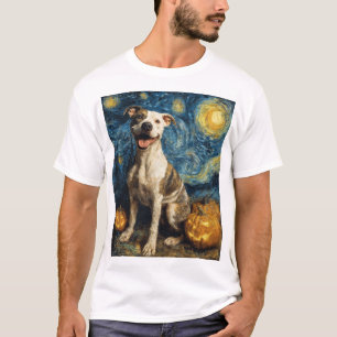 T-shirt Chien Mignon Pit Bull Halloween Citrouille Jack O 