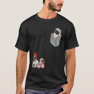T-shirt Chien Mignon Pug Endormi dans une Poche