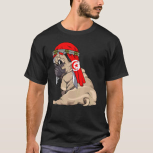 T-shirt Chien Mignon Pug Rétro Tunisie Drapeau Fierté