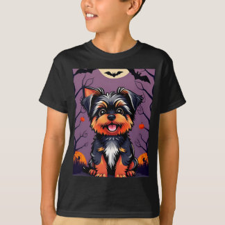 T-shirt Chien mignon sur la scène d'Halloween avec Citroui