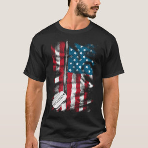 T-shirt Chien militaire personnalisé Tags USA Drapeau 