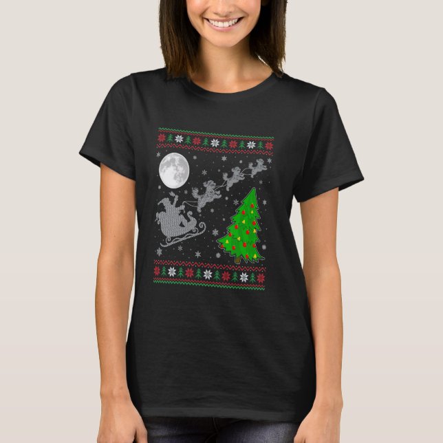 T-shirt Chien moche Havanais Xmas Tree Père Noël Riding Ha (Devant)