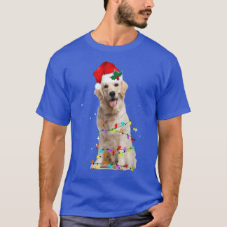T-shirt Chien Noël Lumière Santa Chapeau Chiens d'or Amate