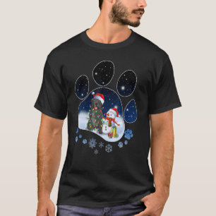 T-shirt Chien noir Carlin Paw Noël Snowman Lumières 1