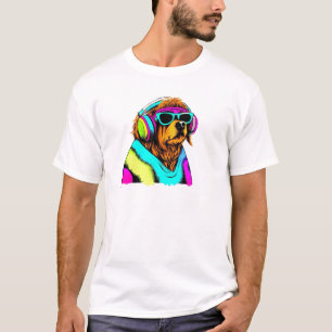 T-shirt Chien noir noir des années 80