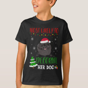 T-shirt Chien noir Pomeranian Noël le plus susceptible de 