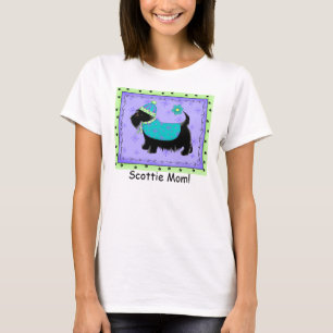 T-shirt Chien noir Terrier Purple Vert Custom Scottie Mama