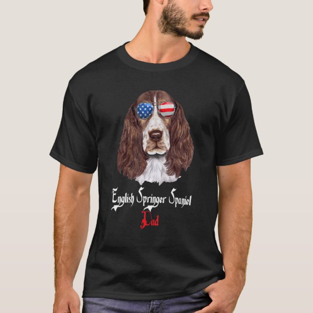 T-shirt Chien Papa Chiot Papa Anglais Springer Espagnol (Devant)