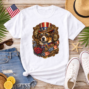 T-shirt Chien patriote steampunk