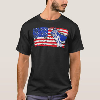 T-shirt Chien Patriotique Allemand Berger Drapeau Américai
