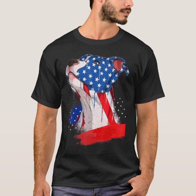 T-shirt Chien patriotique américain Pit Bull Terrier Usa D (Devant)