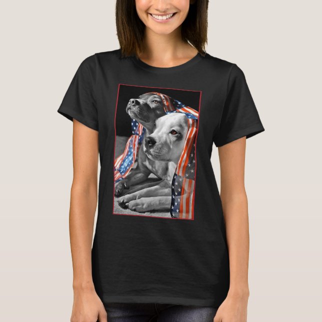 T-shirt Chien patriotique américain Pit Bull Terrier Usa D (Devant)