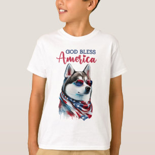 T-shirt Chien Patriotique-Husky