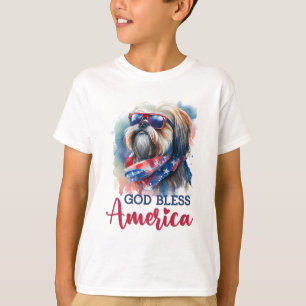 T-shirt Chien Patriotique-Shih tzu