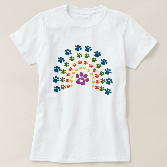 T-Shirt Chien Paw Arc-en-ciel (Design devant)