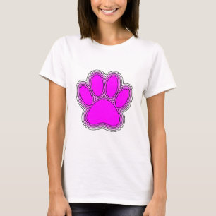 T-shirt Chien Paw En Rose Avec Des Contours