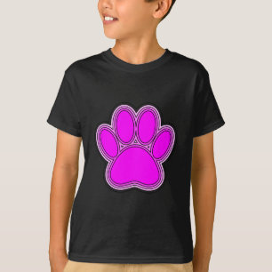 T-shirt Chien Paw En Rose Avec Des Contours