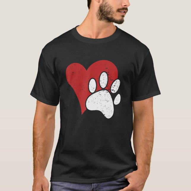 T-shirt Chien Paw Love Prin Coeur Pour Femmes Chien Maman  (Devant)