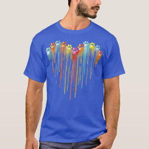 T-shirt Chien Paws Coeur Chien Propriétaire Rainbow Animal