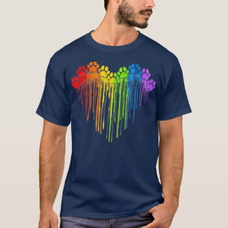T-shirt Chien Paws Rainbow Heart Amoureux des chiens Gay p