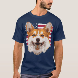 T-shirt Chien Pembroke Welsh Corgi avec drapeau américain