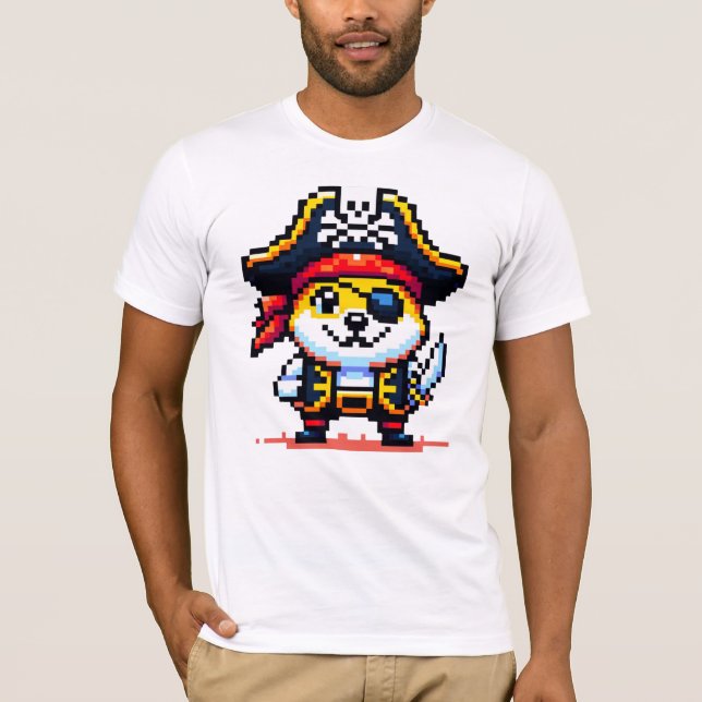 T-shirt Chien pirate - Drôle Pixel Art Aventure Design (Devant)