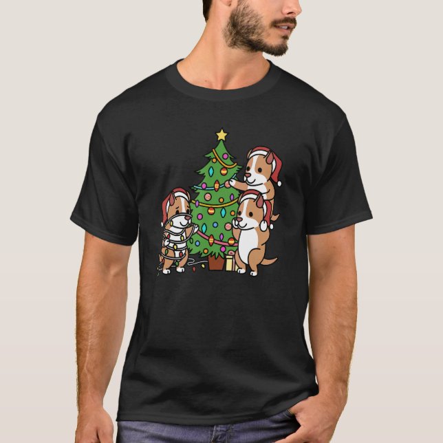T-shirt Chien Pit Bull drôle d'arbre de Noël (Devant)