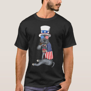 T-shirt Chien Pitbull Américain Merica 4 Juillet Lunettes 