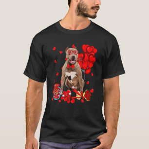 T-shirt Chien Pitbull Mignon Drôle Coeur Saint-Valentin Ch