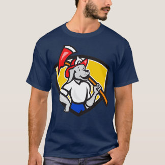 T-shirt Chien pompier pompier feu Ax Bouclier Dessin