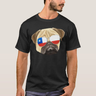 T-shirt Chien Pug Drapeau Chilien Chili Pochette