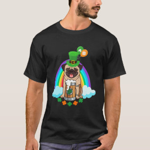 T-shirt Chien Pug drôle buvant de la bière arc-en-ciel St.