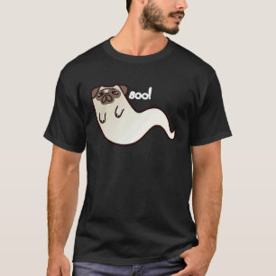 T-shirt Chien Pug Drôle Fantôme BOO Halloween Effrayant T