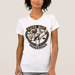 T-shirt Chien Pug Karaté Kick Cute Mais Dangereux_1