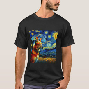 T-shirt Chien Red Heeler Starry Night Peinture Van Gogh An