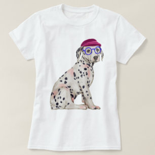 T-shirt Chien repéré par Dalmate se précipitant peint à la